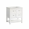 James Martin Vanities Breckenridge 30in Single Vanity, Bright White w/ 3 CM Eternal Jasmine Pearl Top 330-V30-BW-3EJP